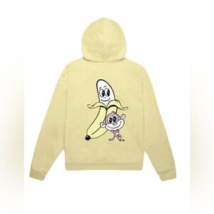 Bananas Monkey‎ youth logo hoodie sweater kangaroo pockets yellow size Large